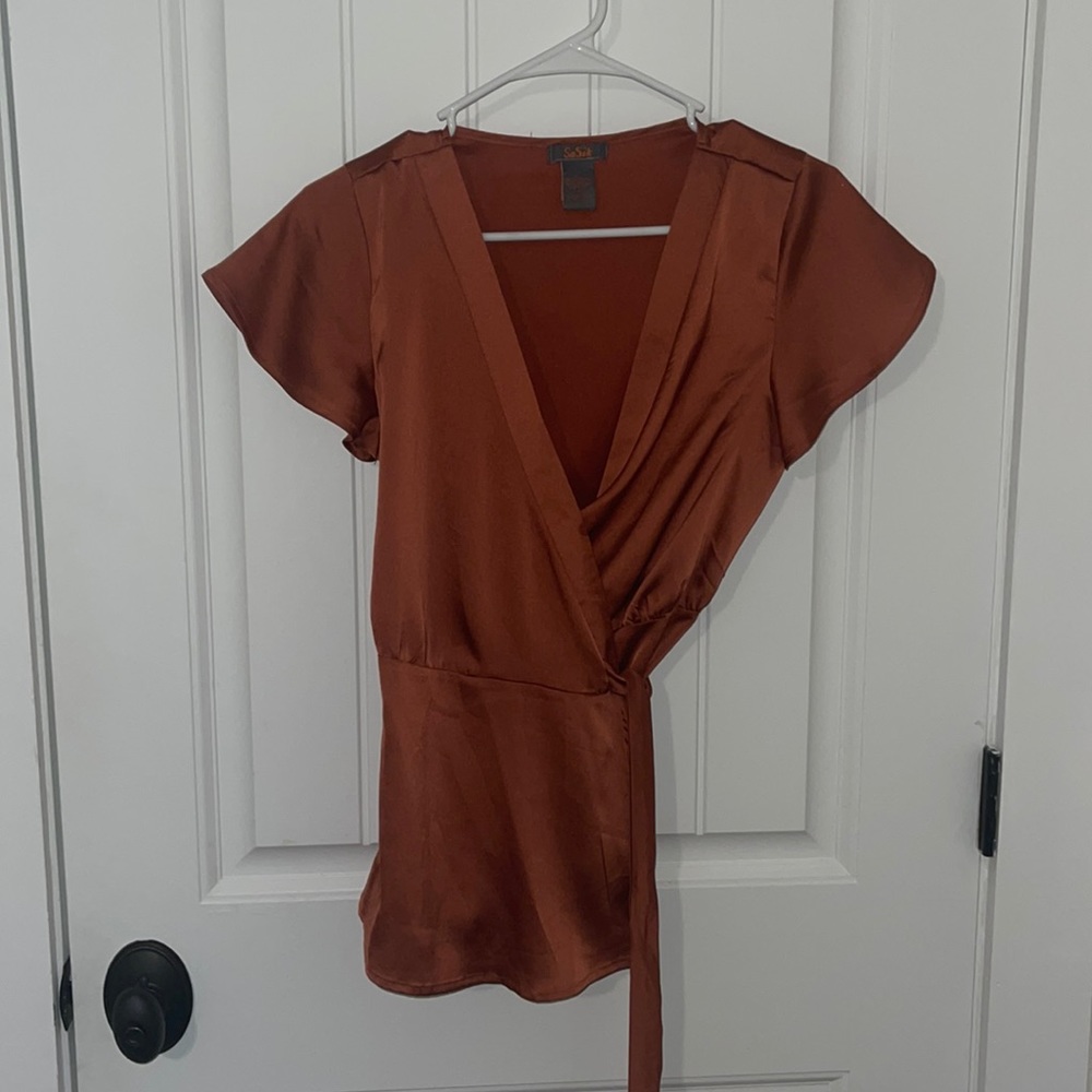 SoSik cross tie short sleeved blouse